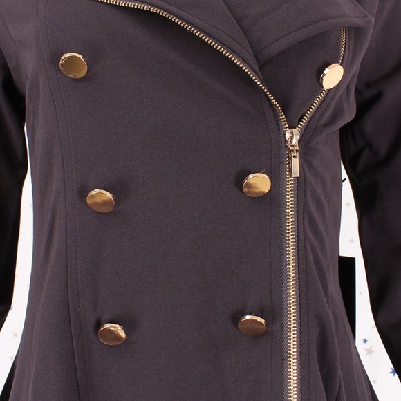 Double Breasted Detail Zip Up Peacoat Lilac Gray - Picture 4 of 8